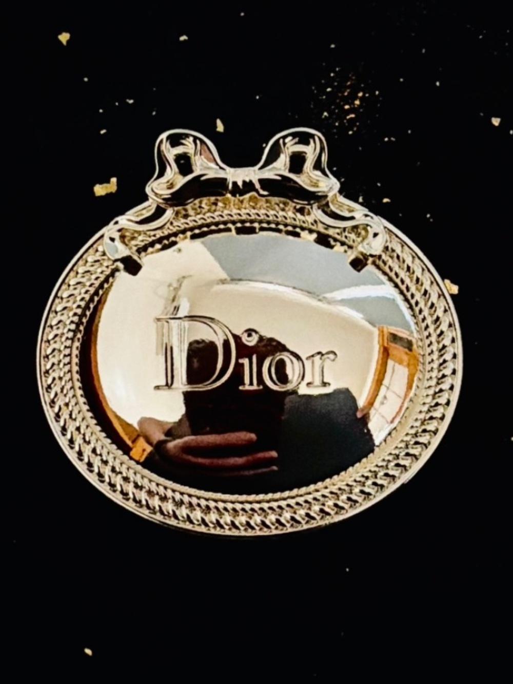 Dior. Gold Tone Medallion Bow Brooch